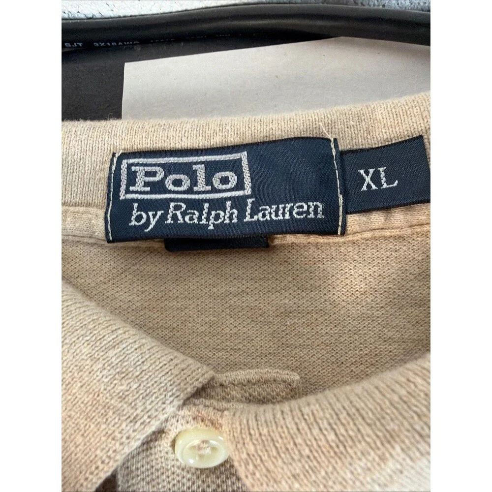 Ralph Lauren Long-Sleeve Polo Shirt - Tan with Grey Logo XL
